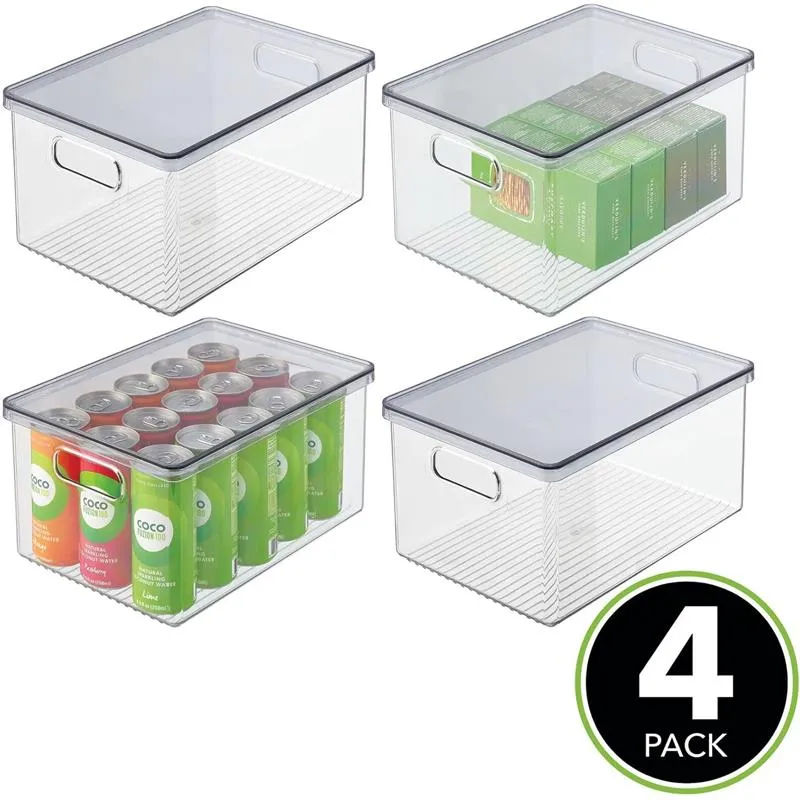 Aufbewahrungsbox + Deckel Organizer mDesign stapelbar 4er Set rauch/transparent