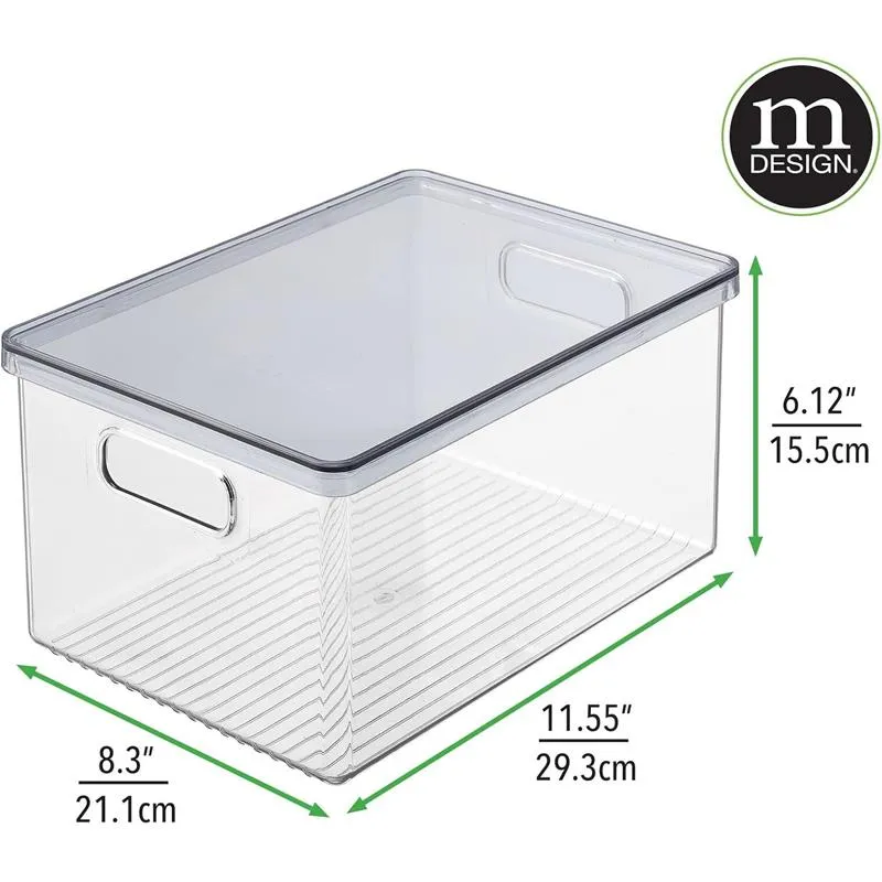 Aufbewahrungsbox + Deckel Organizer mDesign stapelbar 4er Set rauch/transparent