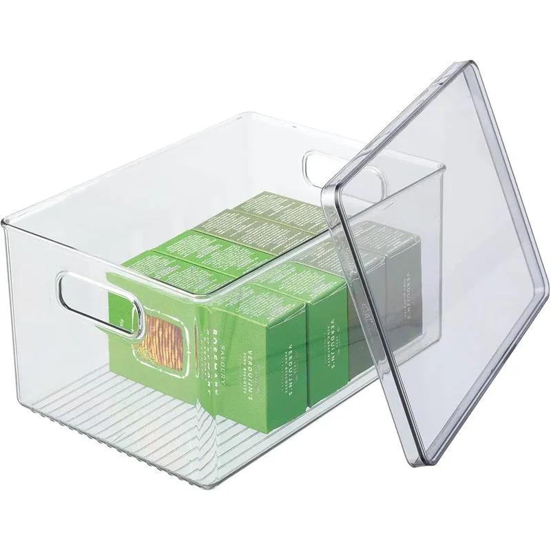 Aufbewahrungsbox + Deckel Organizer mDesign stapelbar 4er Set rauch/transparent