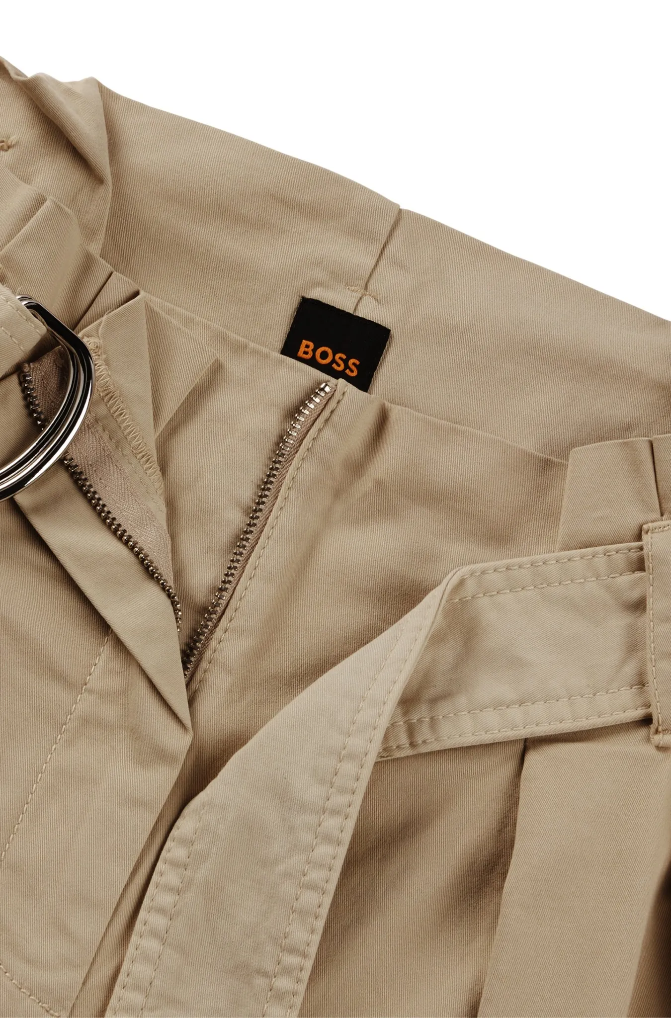 BOSS ORANGE Hose aus Stretch-Baumwolle mit Twill-Struktur und Paperbag-Bund 10769069