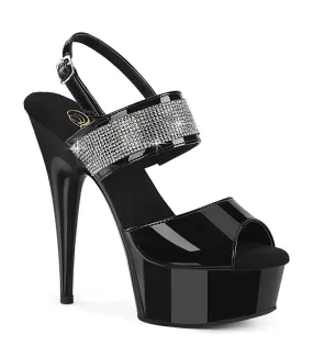 DELIGHT-639 - Plateau High Heel Sandalette - Schwarz Lack mit Strass | Pleaser online günstig kaufen!