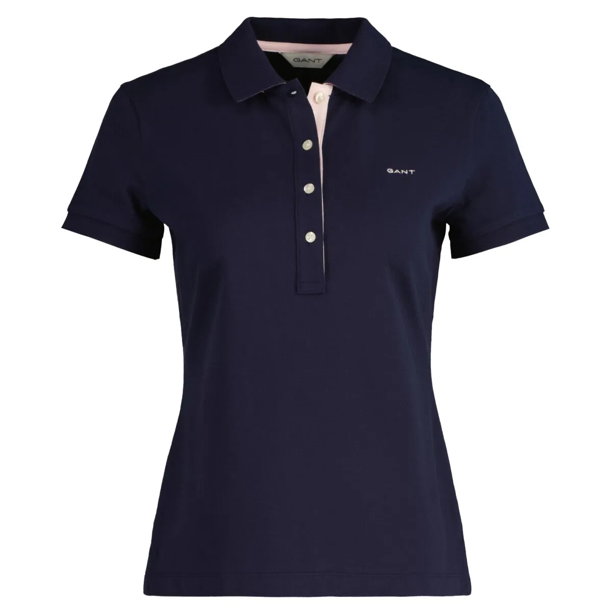 GANT Damen Poloshirt - CONTRAST COLLAR PIQUE POLO, Halbarm, Knopfleiste, Logo