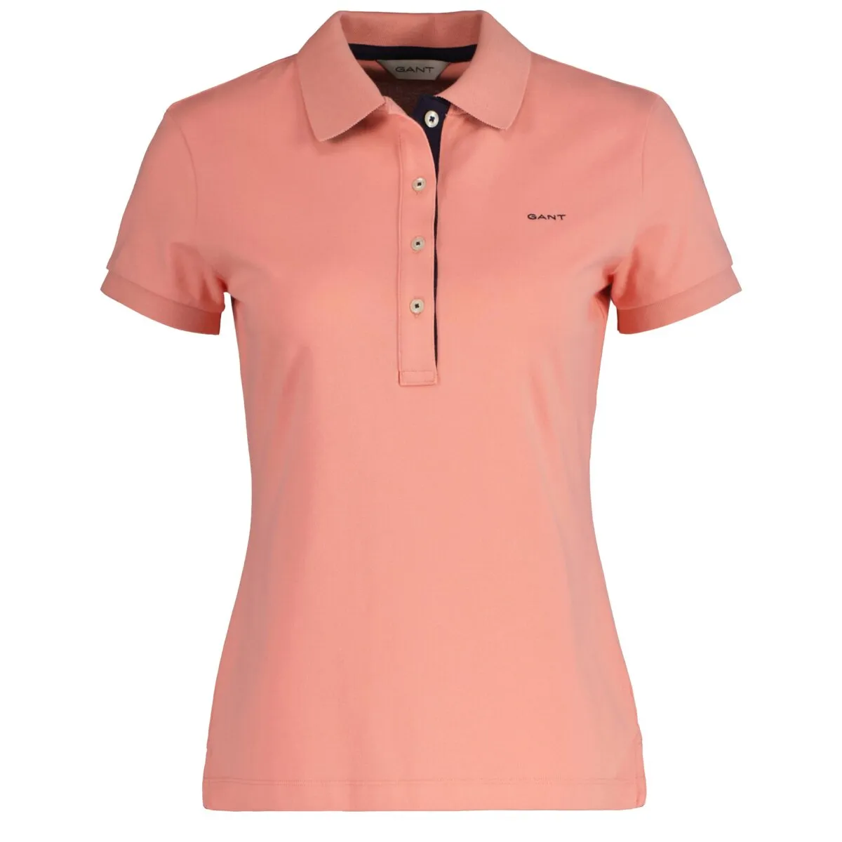GANT Damen Poloshirt - CONTRAST COLLAR PIQUE POLO, Halbarm, Knopfleiste, Logo