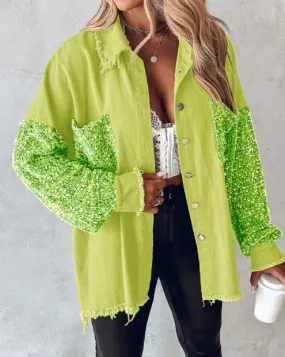 Heidi-Mode | Glitzerjacke mit langen Ärmeln und Knopf auf der Vorderseite