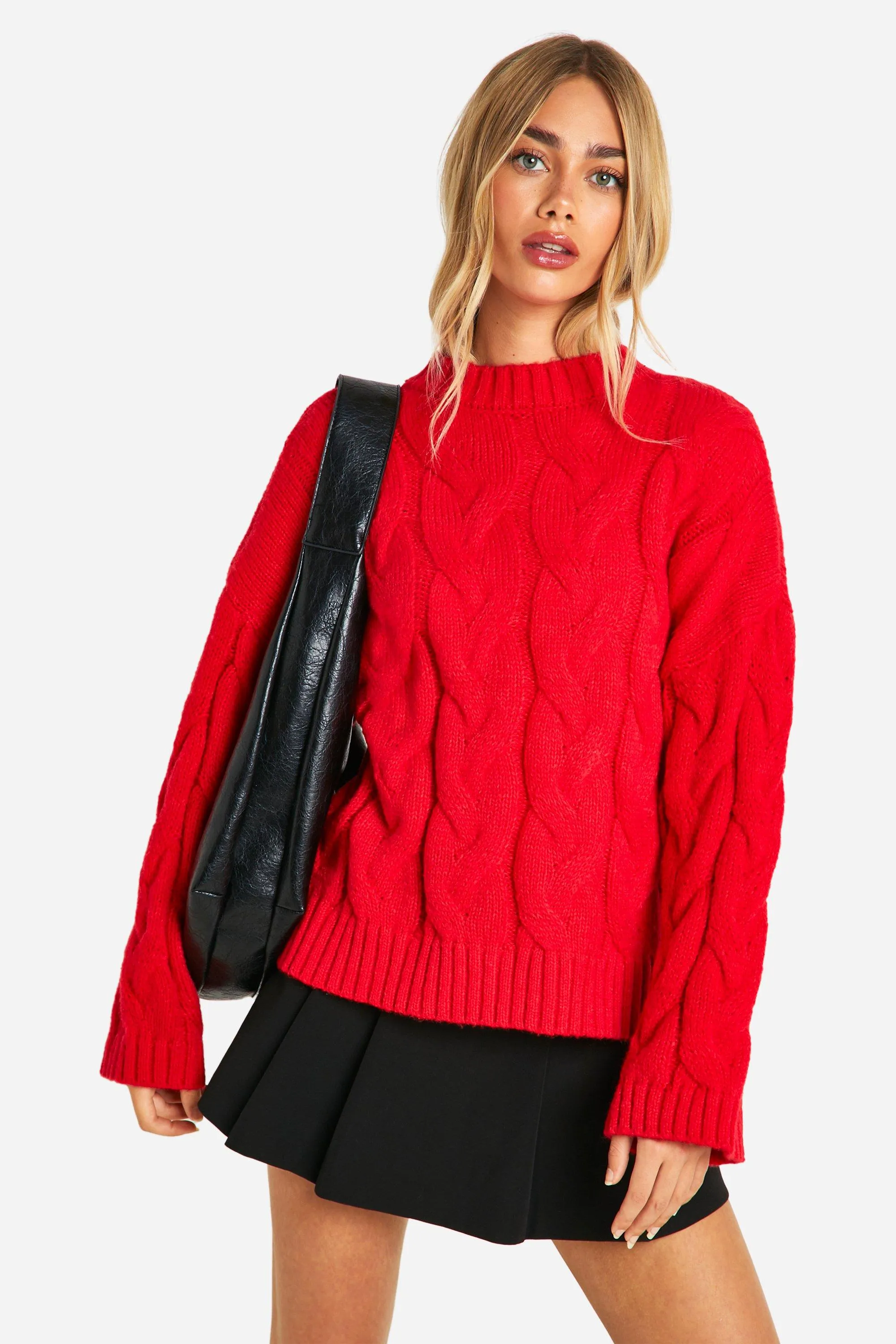 Oversize Zopfmuster-Pullover