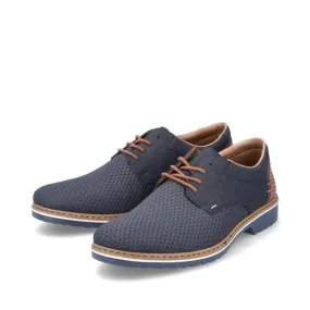 Rieker Antistress Herren Schnürschuh Extraweite grafisches Muster blau S13  16504-16