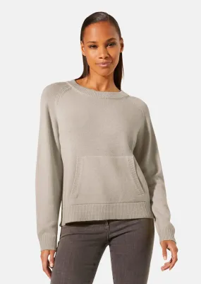 Rundhals-Pullover mit Känguru-Taschen